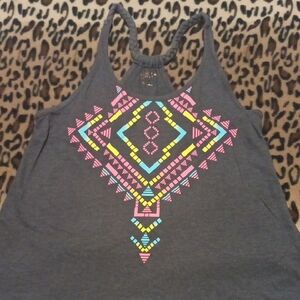 Geometric Print Gray Tank Top